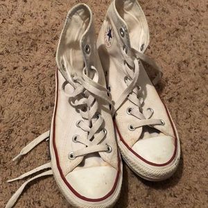 White converse high tops, women’s size 8